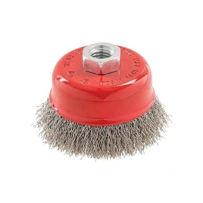 Brosse boisseau fil inox pour meuleuse angulaire